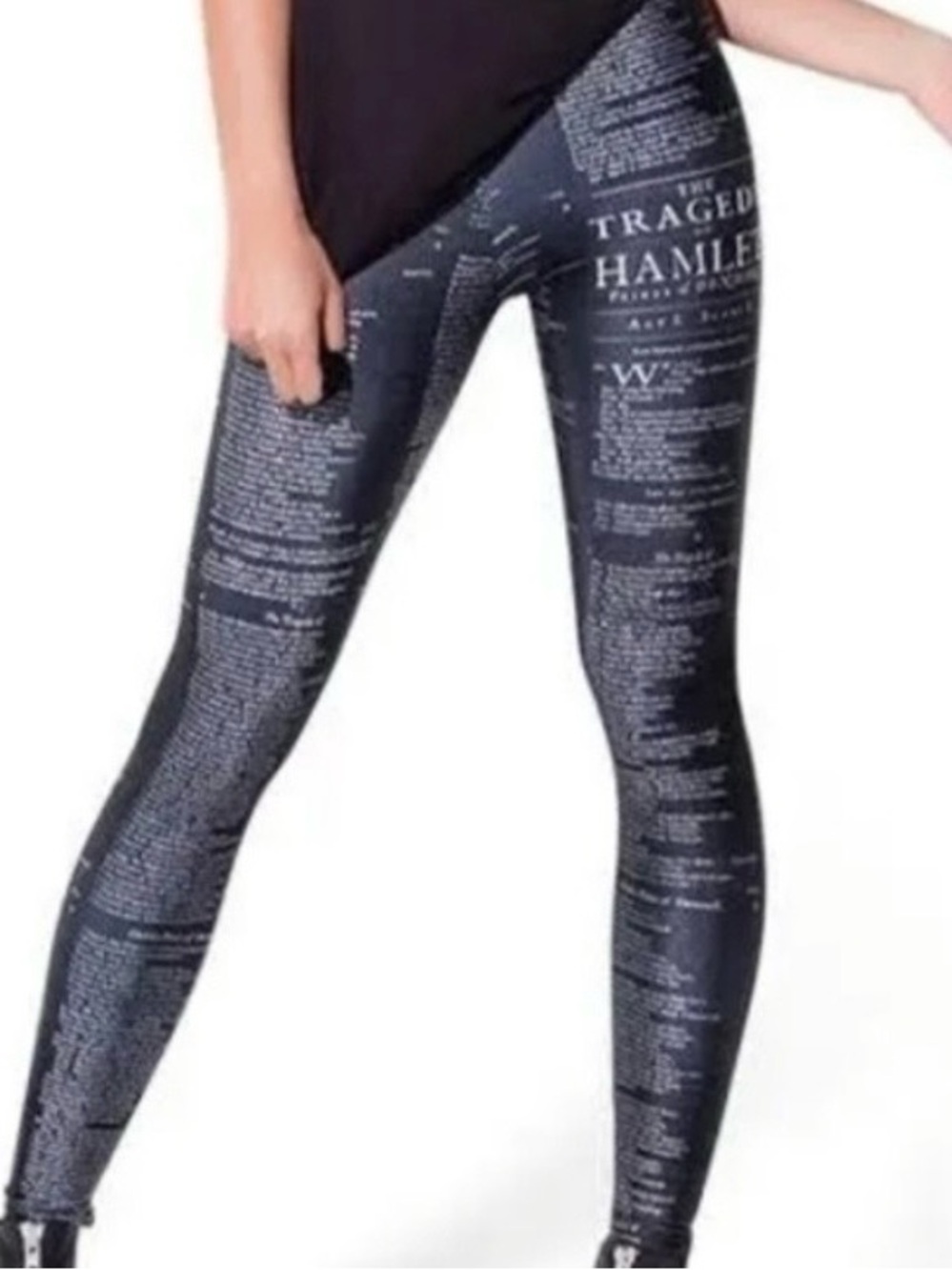 The tragedy of Hamilton Black Text-Print Leggings